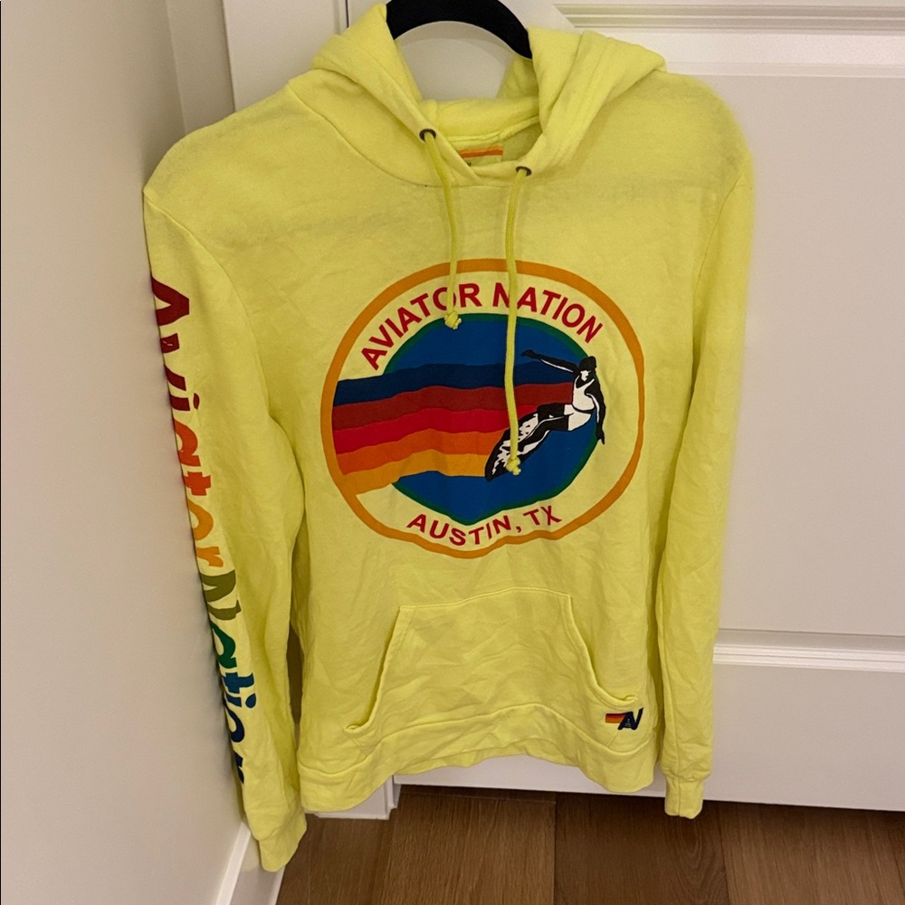 NWT Aviator Nation Austin Texas Neon Yellow Hoodie